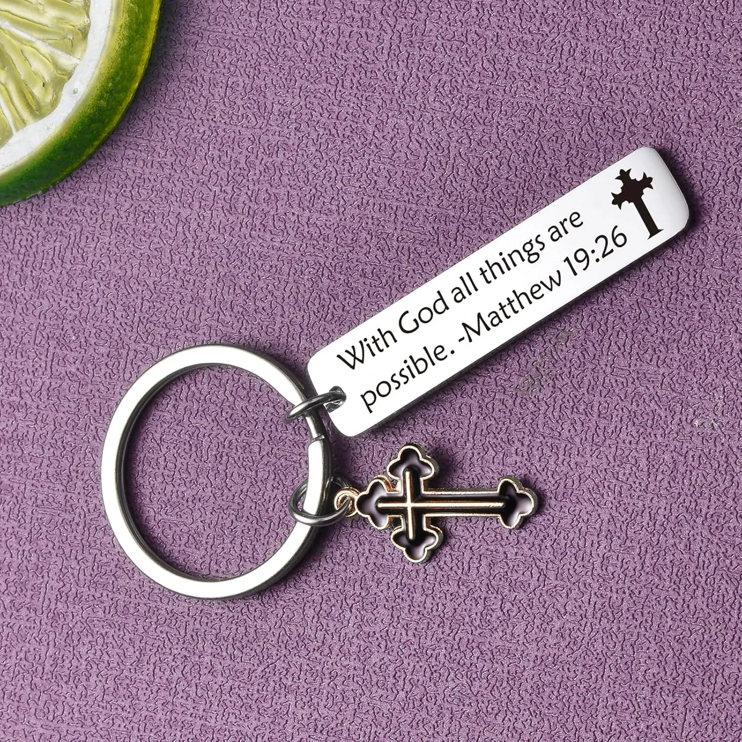 ZNOSVEI Scripture Quotes Keychain Spiritual Jewelry Bible Keychain Cross Charm Jewelry Religious Keychain