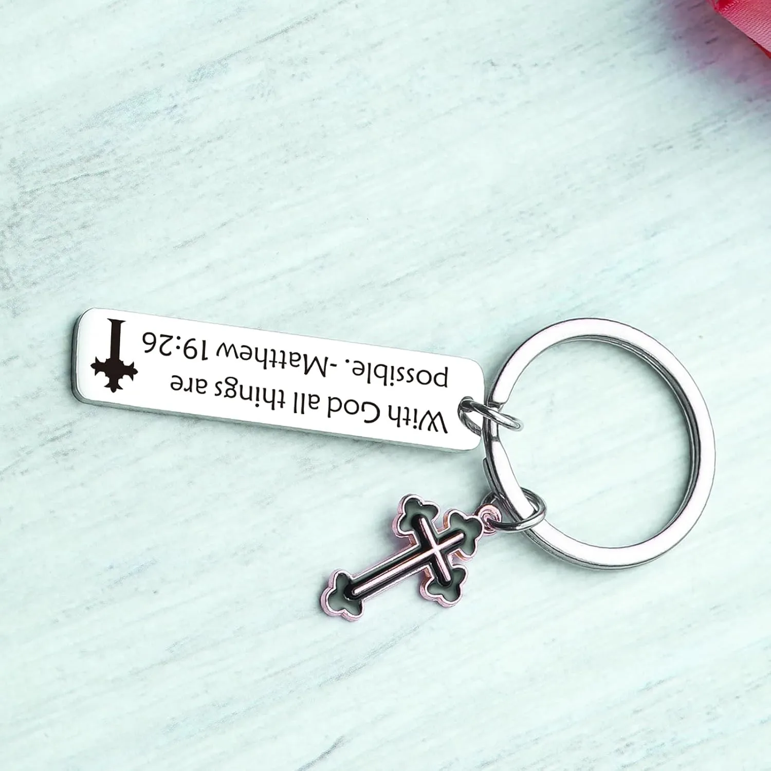 ZNOSVEI Scripture Quotes Keychain Spiritual Jewelry Bible Keychain Cross Charm Jewelry Religious Keychain